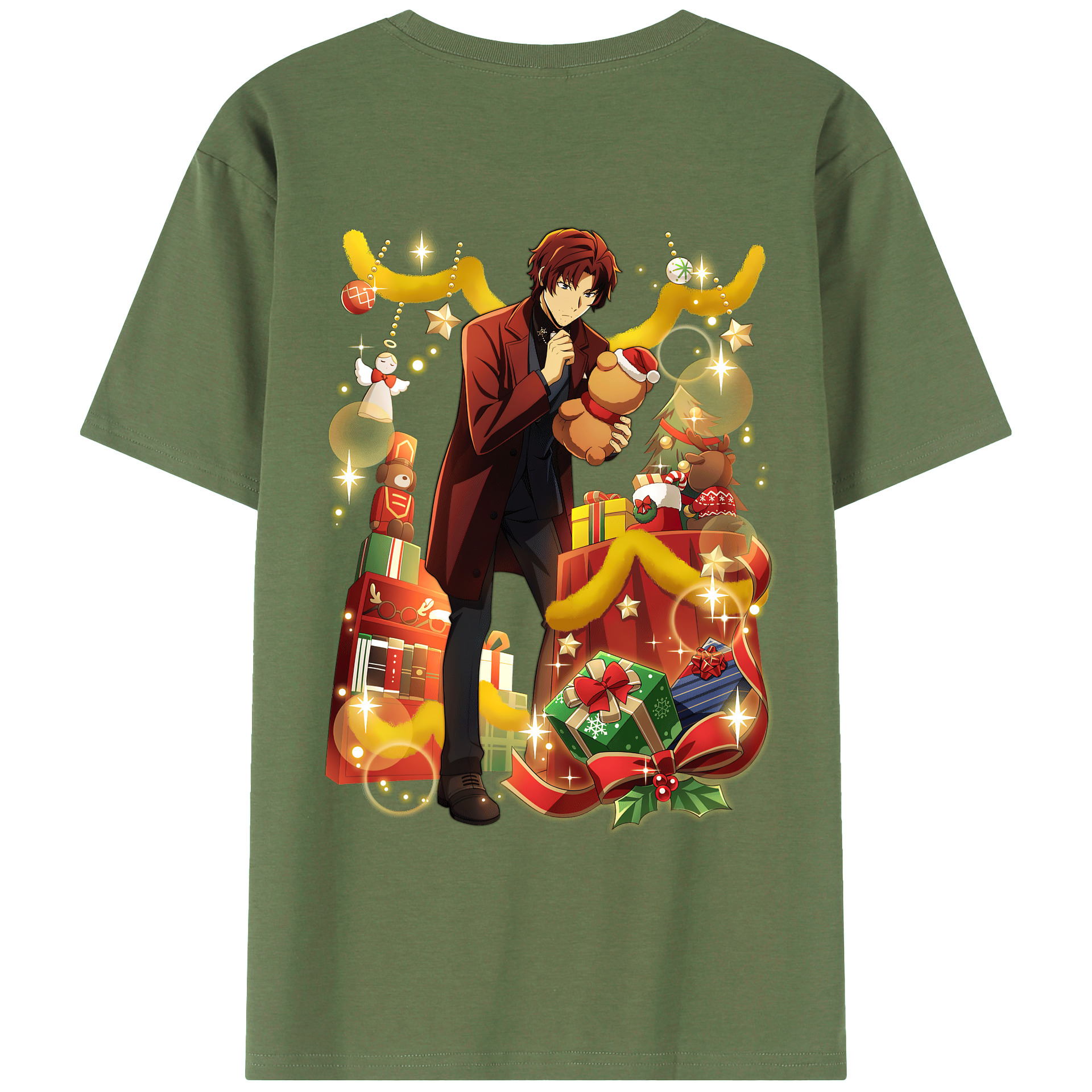 （画像用） 文豪ストレイドッグス Bungo Stray Dogs 綿100％ メンズ半袖Tシャツ（バックプリント） 通気性